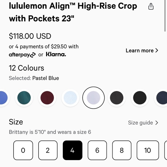 Lululemon pastel blue 23” Align size 4 - Picture 4 of 4